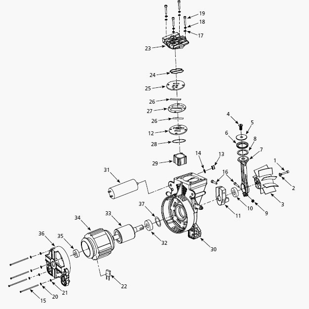 Section 1 Diagram and Parts List for HJ100300  Campbell Hausfeld Compressor